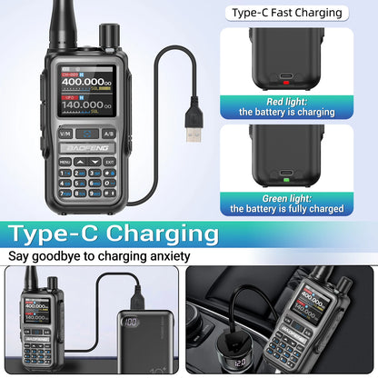 1/2PCS BAOFENG UV-5R Mini Walkie Talkie Dual PTT Wireless Bluetooth Programming Multi-Band Type-C Charge Long Range Ham Radio