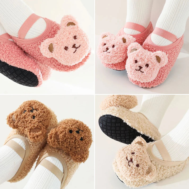 Winter Infant Floor Socks Soft Bottom Anti-slip Newborn Learning Walking Shoes Cute Cartoon Bear Baby Boat Sock Kids Footwear