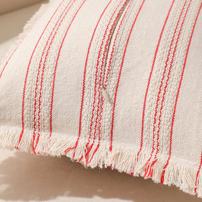 Summer Boho Pillow Covers 30x50 Living Room Sofa Fringed Edges Decorative Striped Throw Pillow Cover BreathableHome Decor