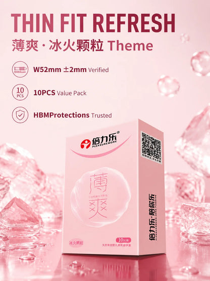 Hot & Cool Sensation Condoms 520 Bouncing Dots Natural Latex Lubricated 10pcs-50pcs Men Extra Stimulation Silky Touch Beilile
