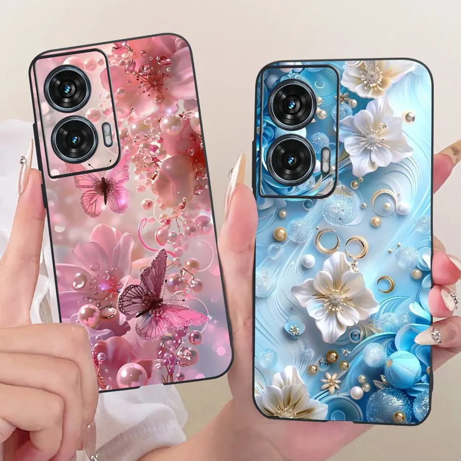 Case For Motorola Edge 50 Fusion Cover XT2429-1 Popular Flower Soft Black Silicone Phone Cases For Motorola G96 5G MotoG96 Funda