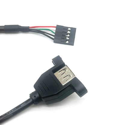USB 2.0 A Male to Female 5 Pin Extend Cable USB 2.0 A Female Panel Mount to USB A Male Angle Plug Extension Cable 30CM