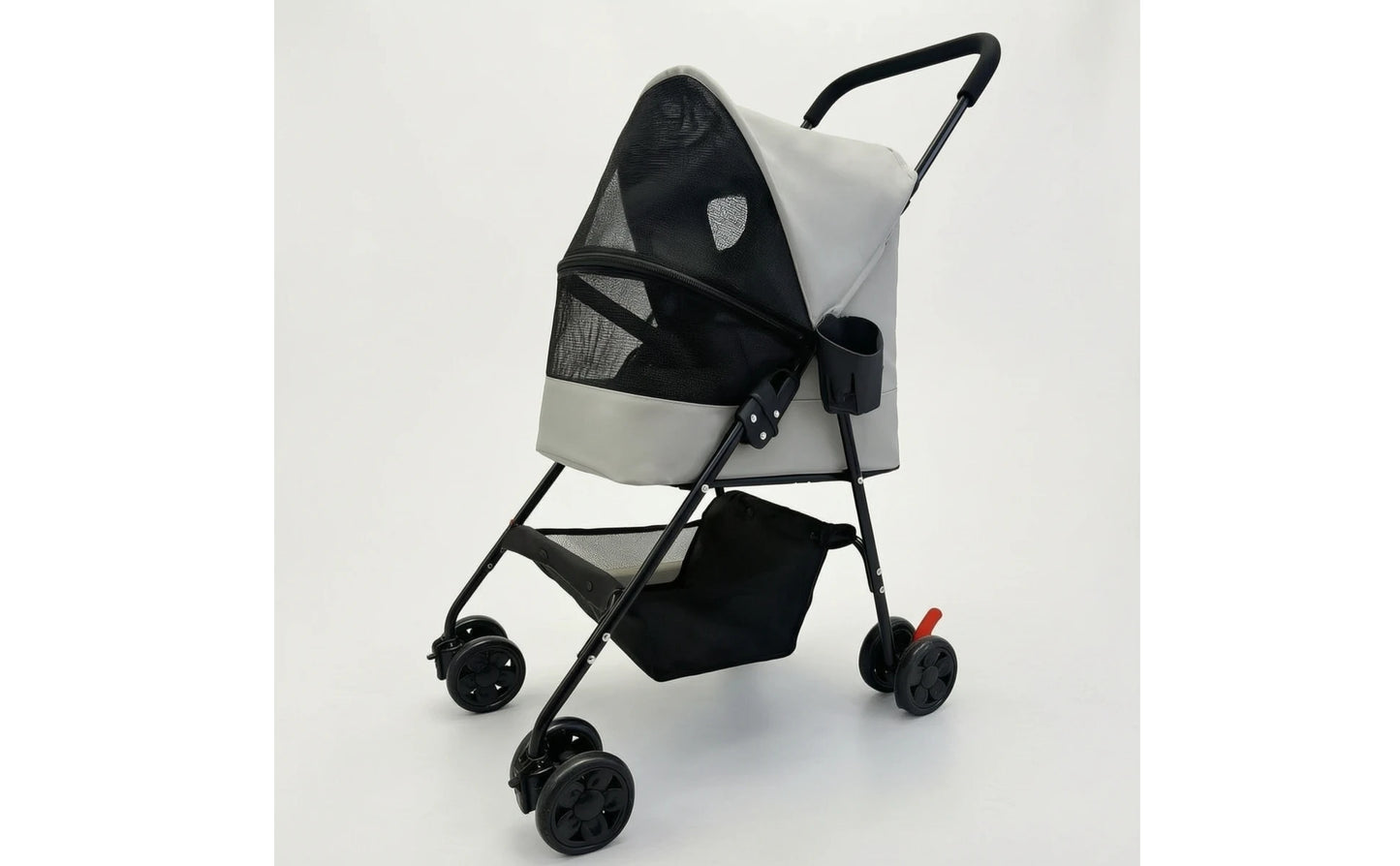 Pet Stroller with Cup Holder Collapsible Pet Stroller with Storage Basket Compact Portable for Small Dogs, Outdoor Walks, Travel