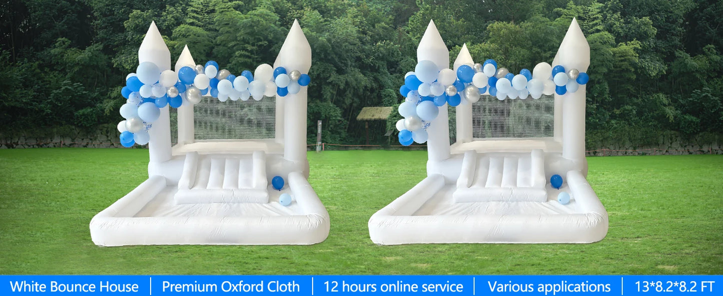 Oxford Jumping Bouncy Castle Bouncer for Wedding Party with Carrying Bag Repair kit Inflatable White Bounce House Professional