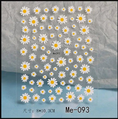 1PC 5D Macaron Flower/Fruit Nail Charms Sticker Embossed Bear/Rabbit/Letter Nails Slider Decals Summer Adhesive Manicure Decor&Y