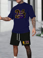 Summer Men's Chicago-Themed Relaxed Set Size 32 Printed T-Shirt and Shorts Set Adult Sports Casual Plus Size Two-Piece Set