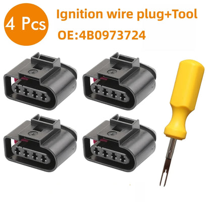 4pcs For Audi VW #4B0973724# Car Ignition Coil Plug Connector Repair Kits Auto Harness Plug Terminal Removal Tool Accessories
