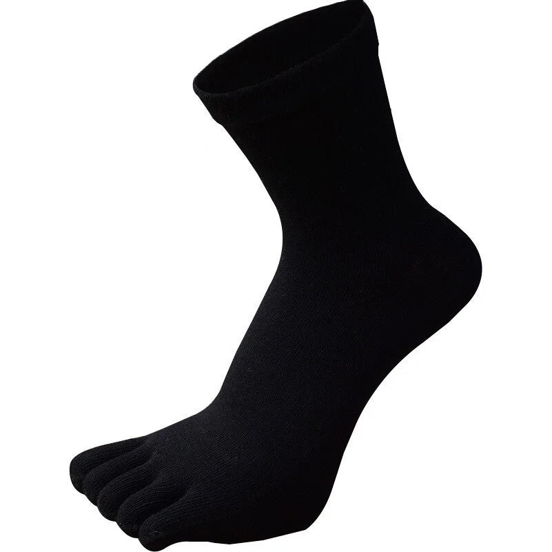 5Pairs Toe Socks Crew Socks Men and Women Five Fingers Socks Breathable Cotton Socks Sports Running Solid Color as Birthday Gift