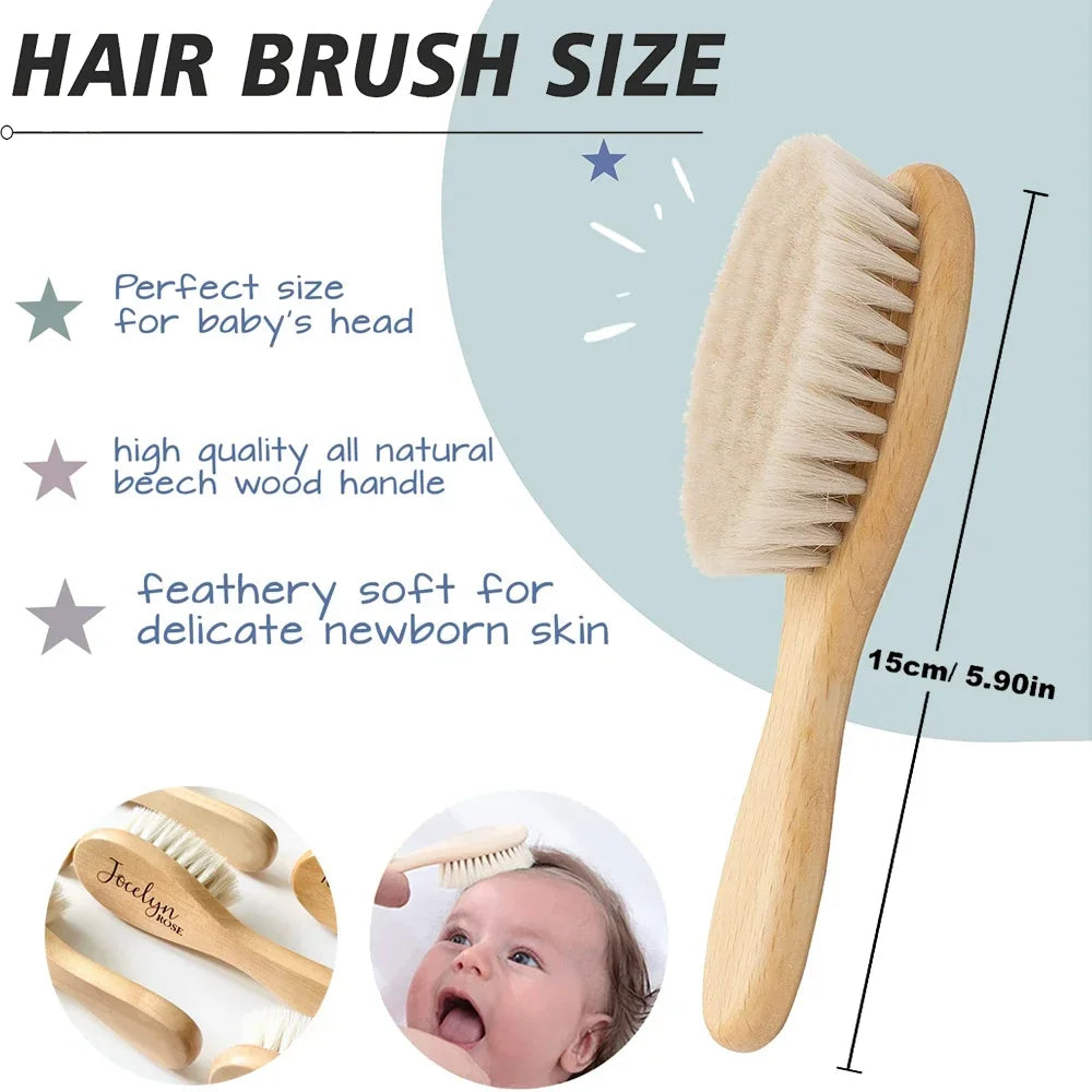 Baby Hairbrushes Engrave Infant Name Wooden Newborn Hair Brush Personalized Comb Birth/Baptism/Birthday Baby Shower Gifts