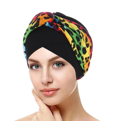 Trendy Print Women Muslim Hijab Caps Wrap Head Indian Turban Bonnet Fashion Headdress Islamic Clothing Accessories