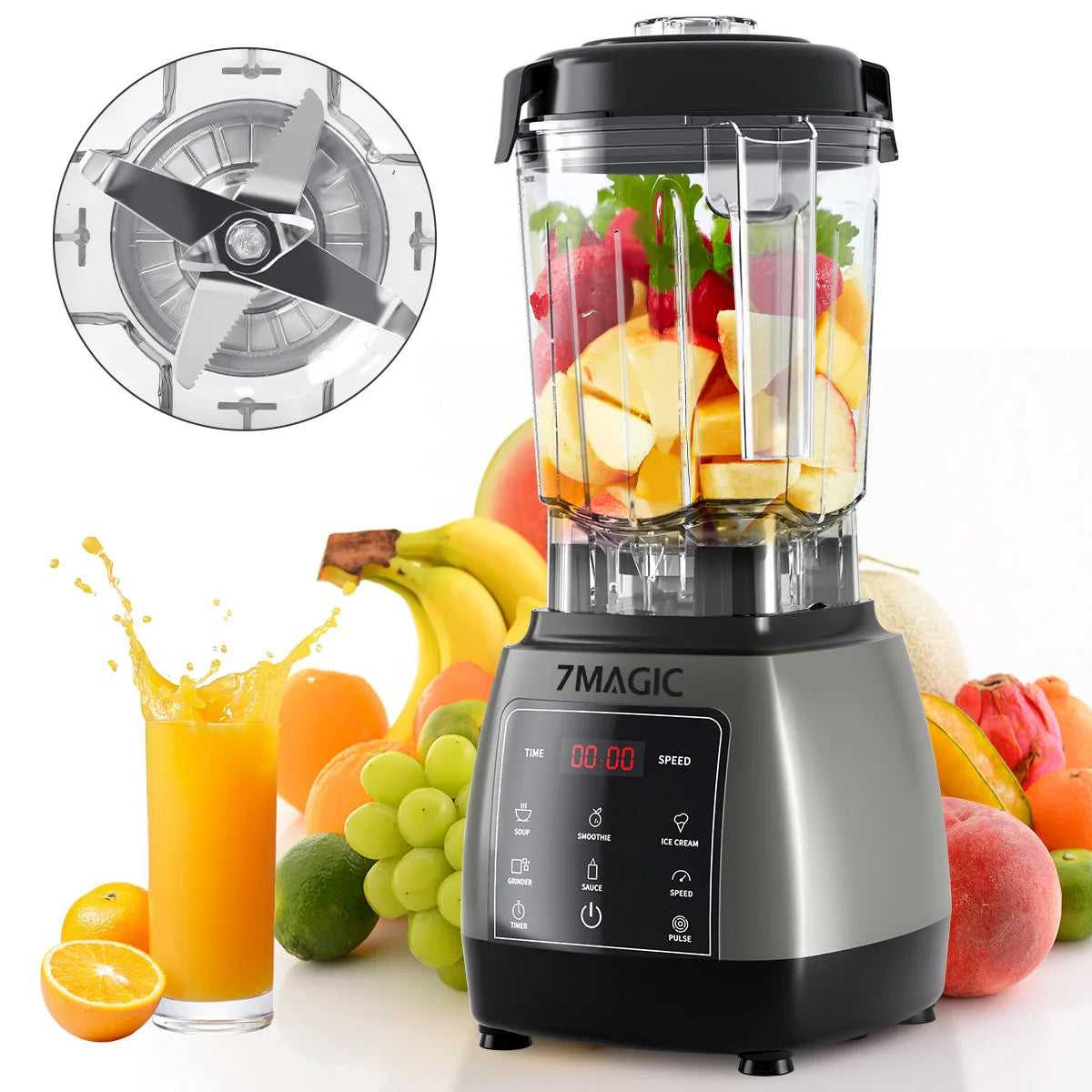 2000W Heavy Duty Grade Timer Blender Mixer Juicer Fruit Food Processor Ice Smoothies BPA Free 2L Jar