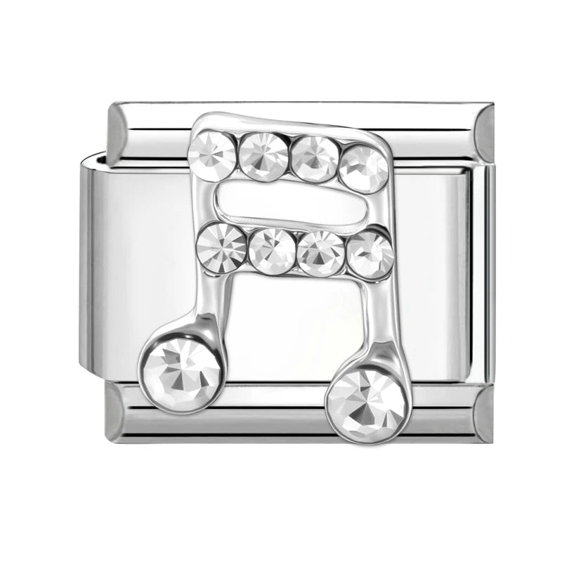 Wholeasle Shiny Zircon Shell Love Heart Devil Eyes Italian Charm Links Fit 9mm Stainless Steel Bracelet Women Jewelry DIY Making