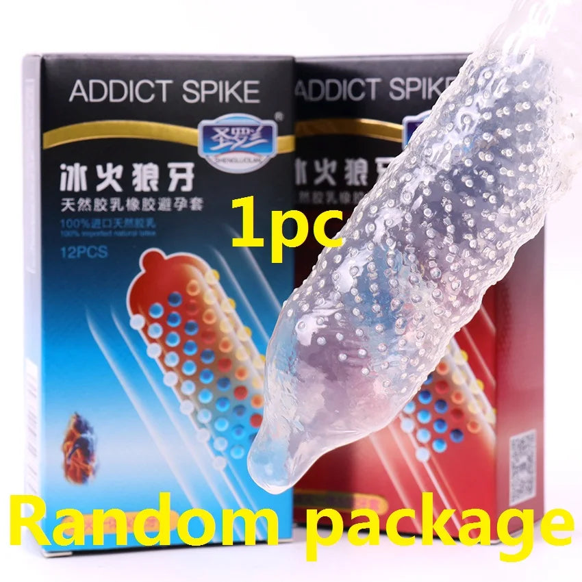 10/12PCS Erotic Condom Ice and Hot Feeling Big Particles Spikes Condom G Point Stimulation Sexshop Contraception for Men Sex Toy