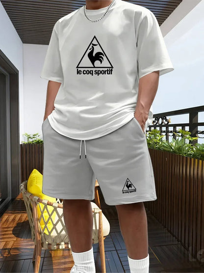 Men's Two-piece Sportswear Short Sleeved T-shirt and Pants Set Running and Fitness Sportswear 2026 Summer Big Discount