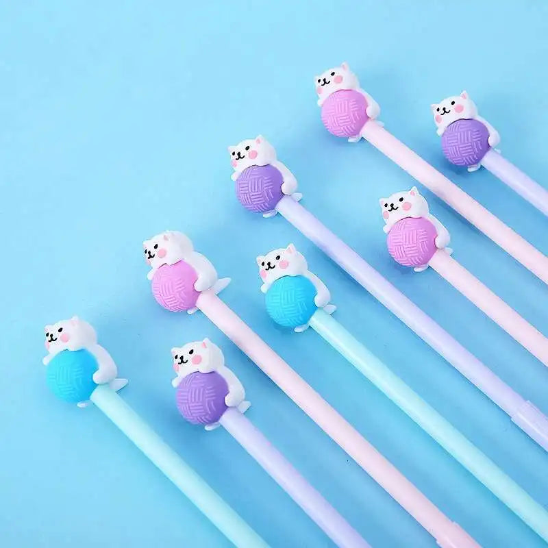 1 Pcs Lytwtw's Cute Creative Cat Gel Pen Cartoon Kawaii Stationery Office School Supplies sweet pretty lovely cartoon Handles