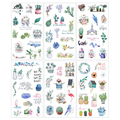 6pcs Leaf Flower Stickers Japanese Accessories for Kids Dessert Diary Decorating Pretty Stationery Feather Decoration Supplies