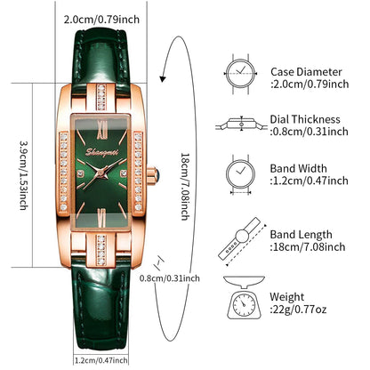 2PCS/Set Women's Watches Fashion Rectangle Leather Band Quartz Watch（Without Box）