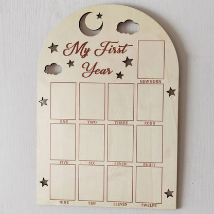 Wooden Baby Commemorative Photo Frame,monthly Calendar,photo Display Board,milestone Photo Frame for Newborns