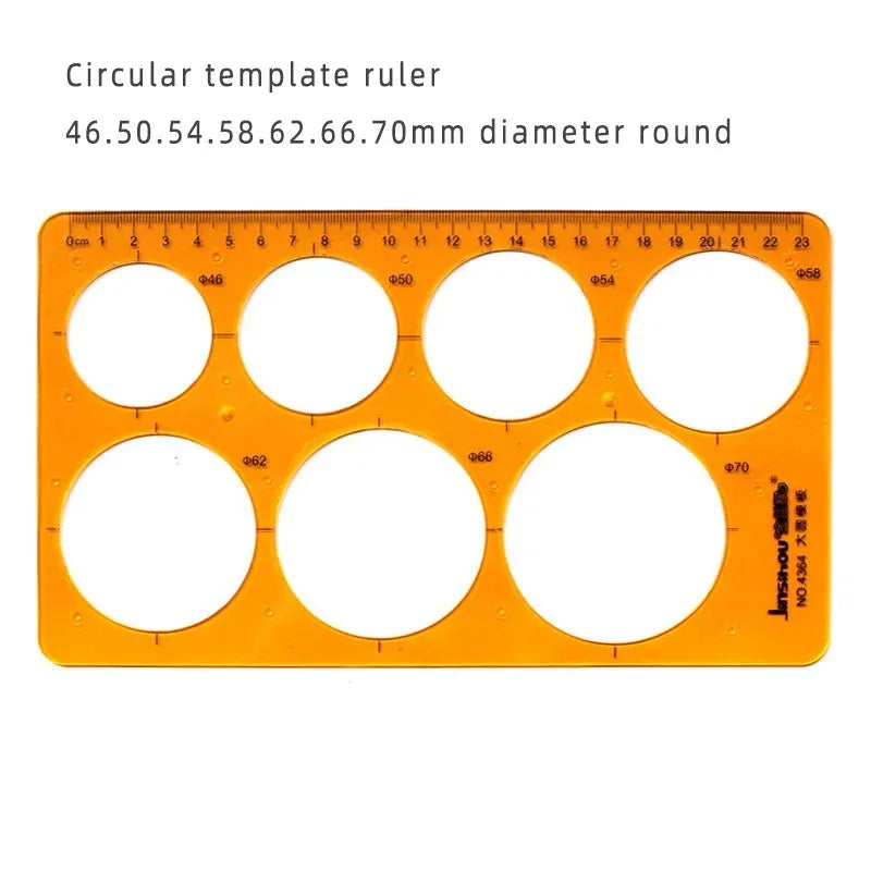 Geometric Drawing Template Set With Measuring Ruler - Yellow Transparent Plastic Tools+Bonus PE Zipper Bag - For Architecture
