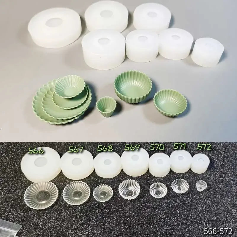 Miniature Food Play Mini Vintage Plate Fruit Plate Dinner Plate Doll House Mini Baking Baking Pan Organizer Jar Silicone Mold