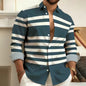 Striped Printed Men's Long Sleeved Shirt, Casual and Comfortable, Fashionable and Trendy, Street Outdoor, Soft Fabric