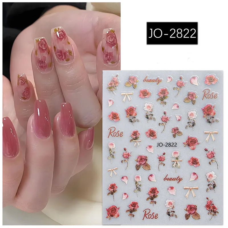 3d Nail Art Decals Spring Booming Violets Lavenders Purple Blue Pink Flowers Butterflys Stickers Decoration For Nail Tips Beauty