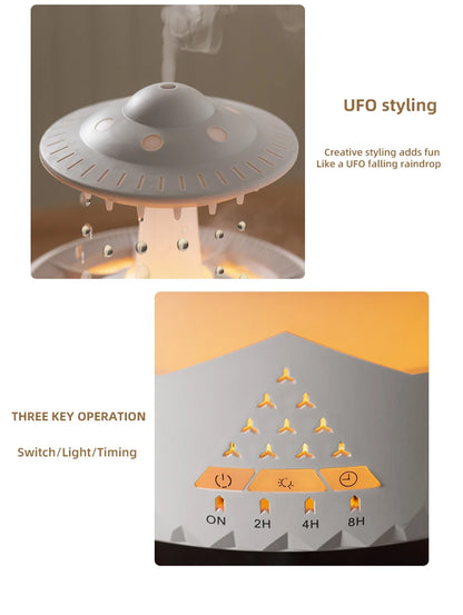 Creative UFO Aroma Diffuser Sprayer Air Humidifier with Water Mist Ring Works with Essential Oil Releases Fine Water Mists