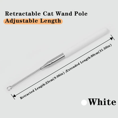 Retractable Cat Wand Pole Interactive with Hanging Loop DIY Cat Exercise Stick Stainless Steel Adjustable Length