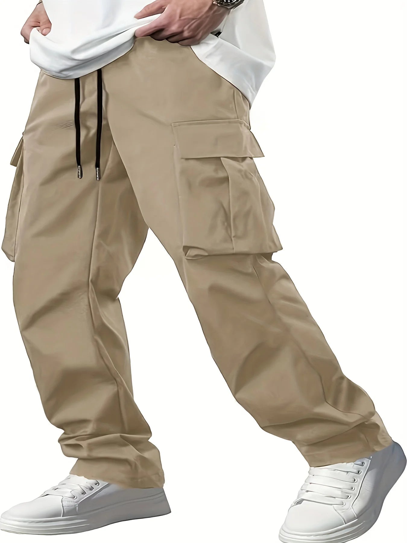 2026 Amazon Summer New Men's Work Pants European and American Independent Station Drawstring Multi Pocket Casual Pants