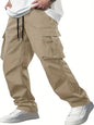 2026 Amazon Summer New Men's Work Pants European and American Independent Station Drawstring Multi Pocket Casual Pants