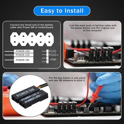 Desk ON/OFF Power Switch for Desktop Computer RGB Backlight Mechanical Shaft Key External Remote Start PC Mainboard Reset Button