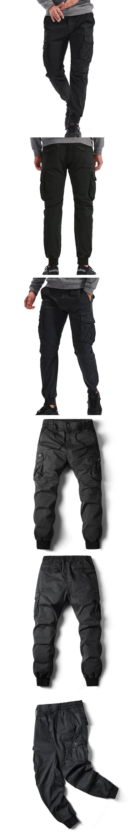 New Cotton Men Cargo Pants Khaki Casual Men Tactical Joggers Cargo Multi-Pocket Fashion Black Army Light gray Trousers Work Wear