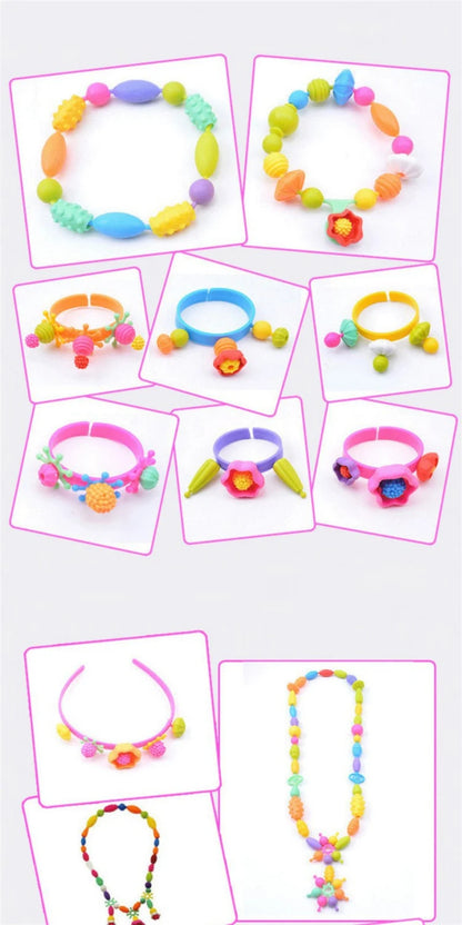DIY Pop Beads Girl Toy Creativity PopArty Beads Snap-Together for Kid Crafts Children Bracelet Jewelry Fashion Kit Toy for Girl