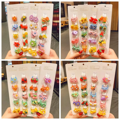 40Pcs/Set Colorful Flower Animal Girls Hairbands Sweet Fruit Elastic Hair Ropes Scrunchies Kids Hair Ties