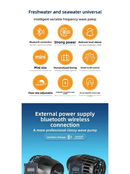 Jecod/Jebao New Cordless DMP-10M/20M-30/40M WiFi Bluetooth App Control Freshwater Saltwater Fish Tank Aquarium Wavemaker Pump