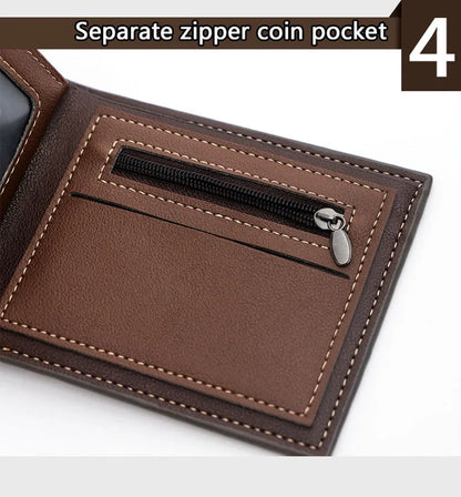 Short Men Wallets Zipper Coin Pocket Slim Card Holders Luxury Male Purses High Quality PU Leather Men's Wallet Money Clips