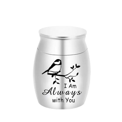 L27 Mini Stainless Steel Pet Cremation Urn Bird Branch Ashes Keepsake Memorial Container for Dog Cat Loss Remembrance Gift