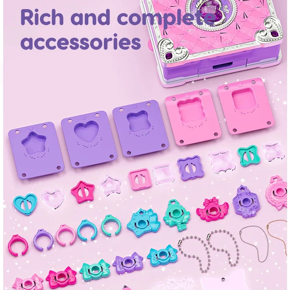 Chriyungel DIY Jewelry Making Kit for Girls 3D Magic Bracelets Rings Keychains Creative Craft Box Set Xmas Birthday Gift for Kid