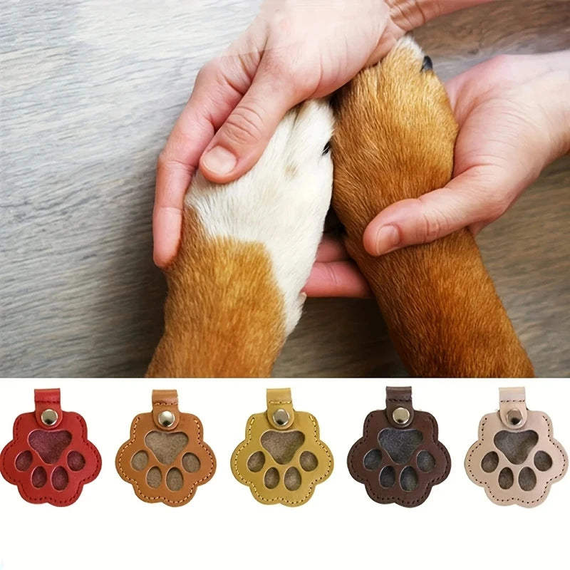 Pet Hair Commemorative Keychain Pu Leather Cat And Dog Fur Souvenir Keychain Dog Paw Pendant Pet Hair Storage Pendant Decoration