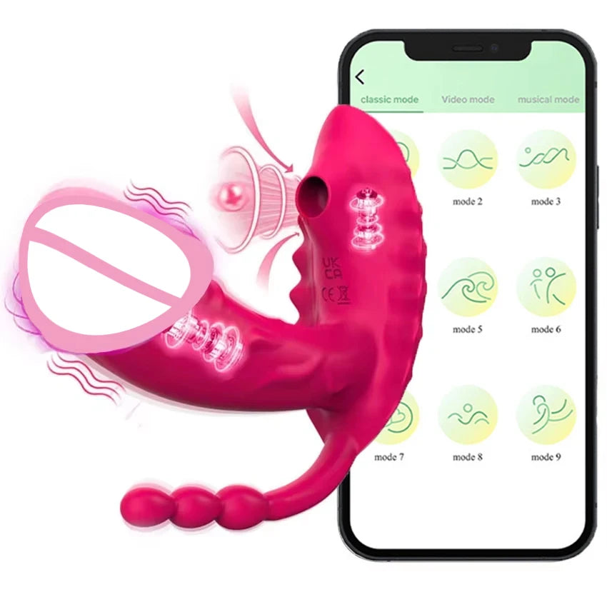 Wearable Sucking Thrusting Dildo Vibrator APP Control Clit Stimulator Penetration Vagina Panties Vibrator  Sex Toys for Female