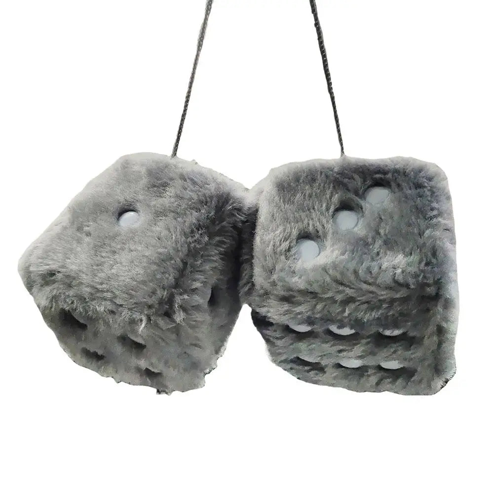 2pcs Big Long Hair Hot Stamping Dot Dice Plush Toy Cube Pendant Car Ornament Sieve Anime Car Decoration Accessories Auto Pendant