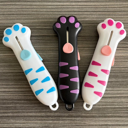 Retractable Cute Cat Paw Multi-Function Utility Knife, Portable and Safe Unboxing Tool, Office and Home Paper Cutting Gadget ﻿