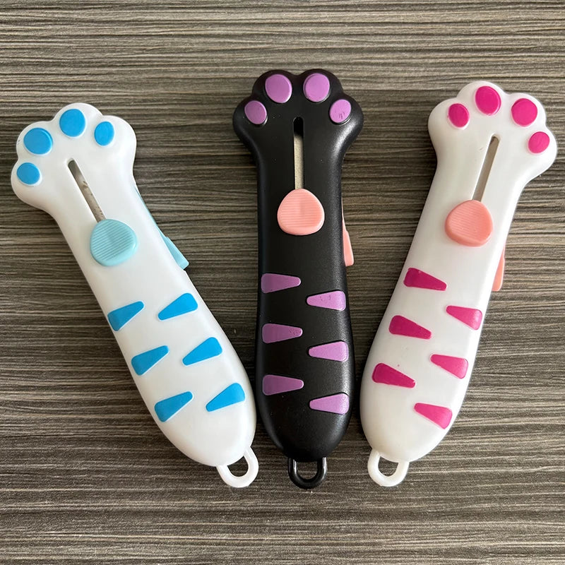 Retractable Cute Cat Paw Multi-Function Utility Knife, Portable and Safe Unboxing Tool, Office and Home Paper Cutting Gadget ﻿