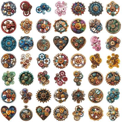 50PCS Transparent Time and Space Gear Sticker Pack - Waterproof Clear PET for Scrapbook, Guitar Decor RecordingYourLife Store