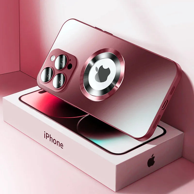 Tempered Glass Matte Magnetic For Magsafe Wireless Charging Case For iPhone 16 15 14 Pro Max Shockproof Soft Hard Bumper Cover