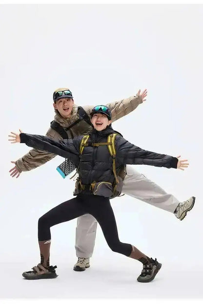 HKSH Outdoor Light Sport Color Contrast Hooded Down Jacket Women's Winter Mountain Leisure Waterproof Climbing Cotton Coat H2887