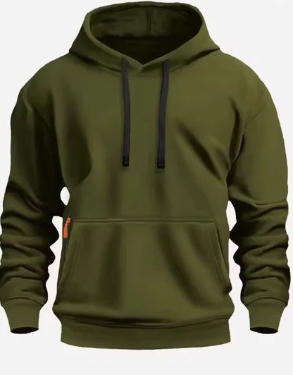 Fall/Winter New Arrival Men's Fleece Hoodie High Quality Solid Color Hooded Sweatshirt Male Fashionable Street Style Sweatshirt