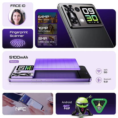 Cubot Android Smartphone P90, G100 Octa-core, 2.2GHz, Dual Speakers, 24GB+256GB, 6.88" 120Hz Screen, 64MP, 5100mAh,NFC, 4G Phone