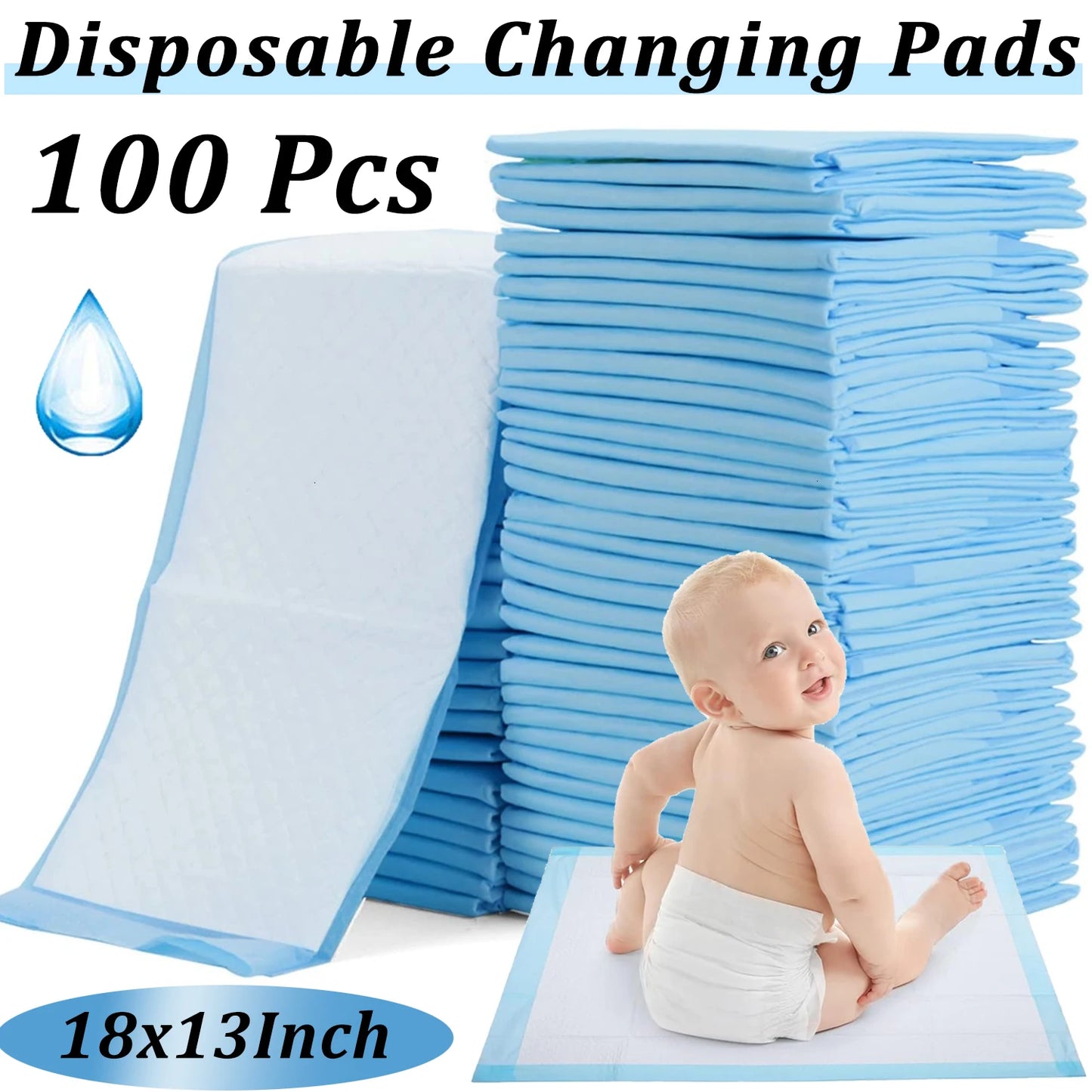 20-100Pcs Disposable Changing Pad High Absorbent Diaper Changing Pads Waterproof Leak Proof Baby Disposable Underpads for Baby