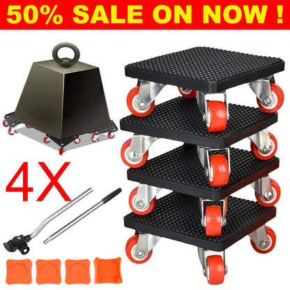 4 Pack Heavy Furniture Lifter Moving Tool Mover Roller Slider Lifting Equipment Pulley 400kg Transport Roller Set Rotating Wheel